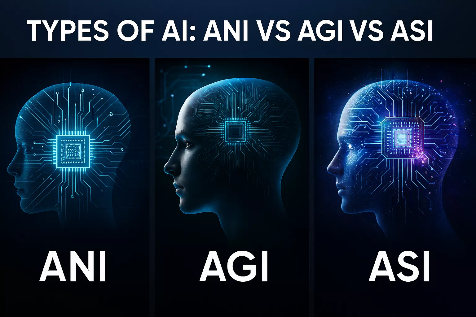 Types of AI ANI vs AGI vs ASI